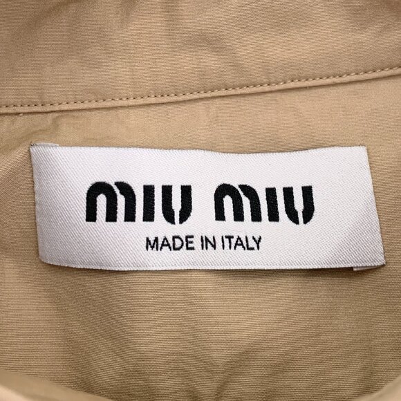 Miu Miu Brown Logo Embroidered Cotton Long-Sleeve Shirt - Picture 6 of 8